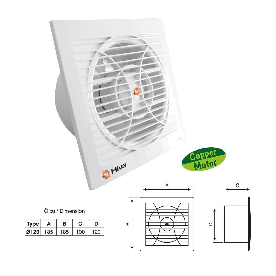 Hiva Dekoratif Plastik Banyo Tuvalet Aspiratörü 120 mm 20 Watt - HV1120