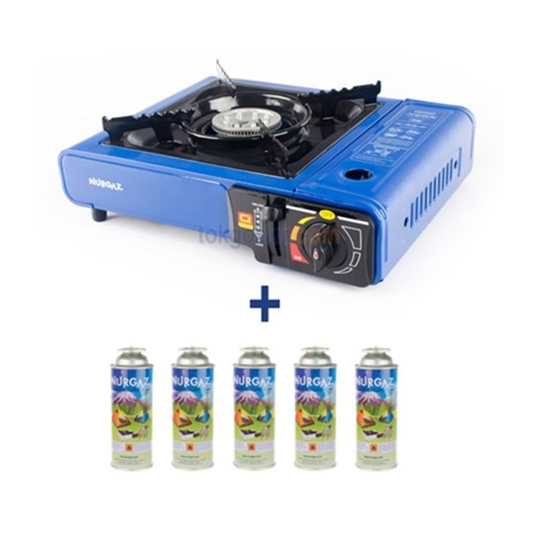 Nurgaz Tekli Portatif Ocak NG-501 + 5 Adet Nurgaz 220 gr. Sprey Tüp NG-207