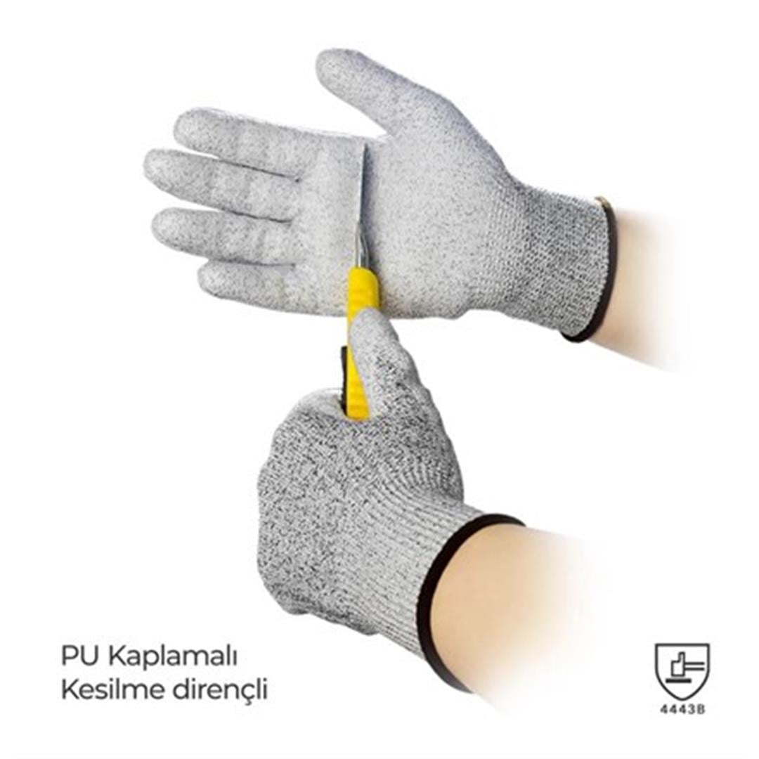 Robust PGM 73-102 Kesilme Dirençli Gri PU Kaplamalı Eldiven No:10