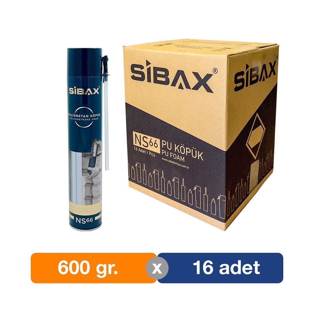 Sibax NS66 Poliüretan Dolgu Köpüğü - Montaj Köpük 600 gr. - 16lı Paket