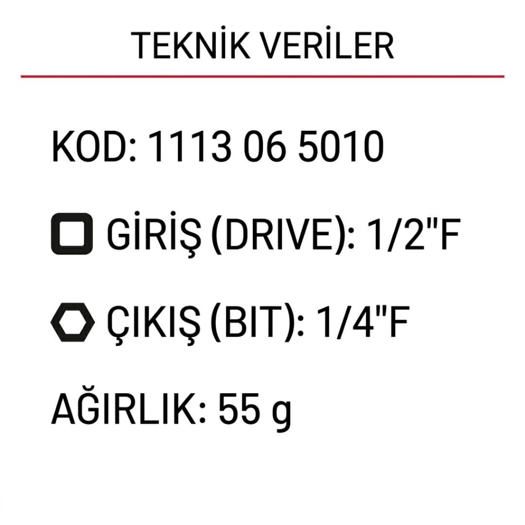 İzeltaş 1113065010 1/2” Bits Tutucu Lokma