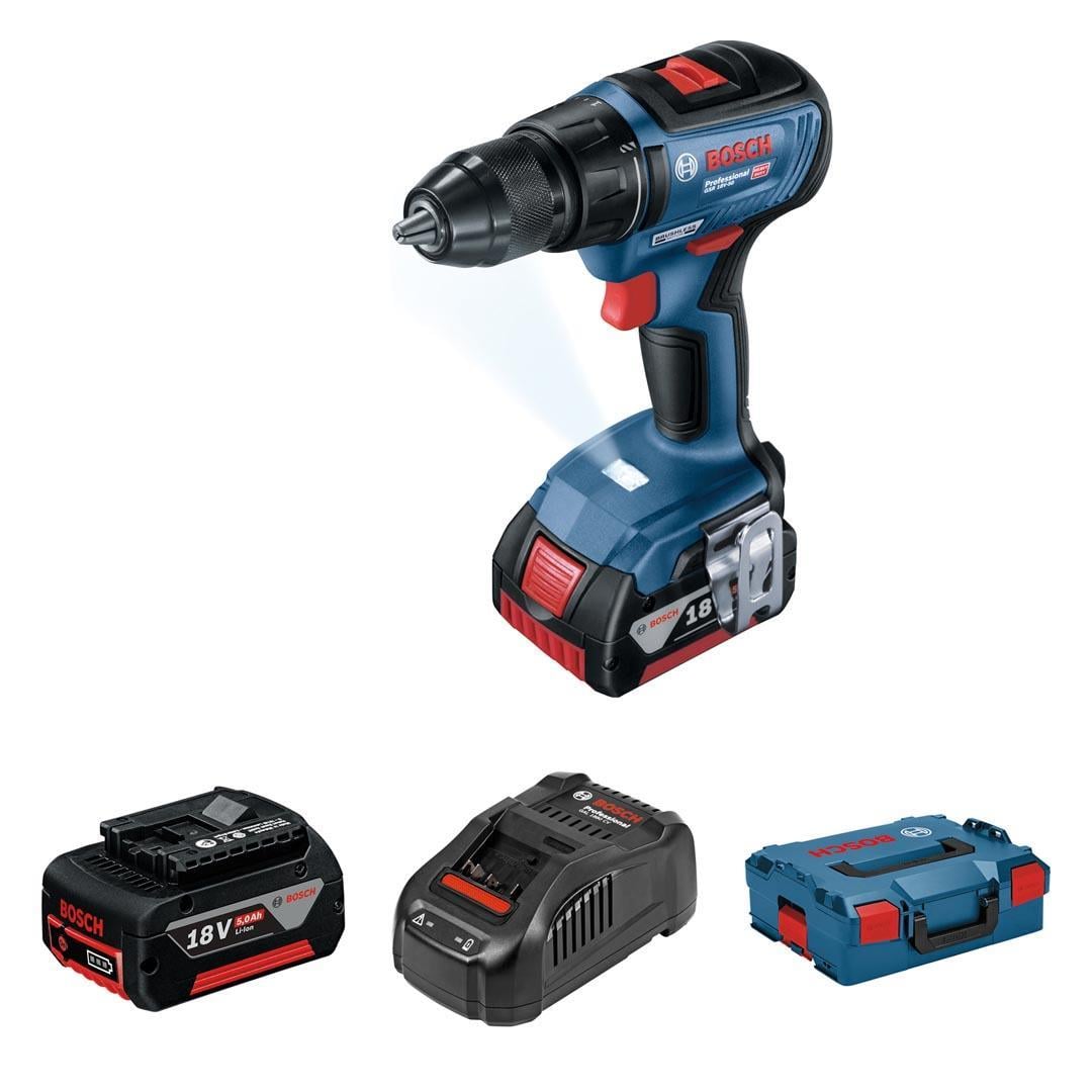 Bosch Professional GSR 18V-50 18V 5.0Ah Çift Akülü Vidalama + GWT 20 Alet Çantası