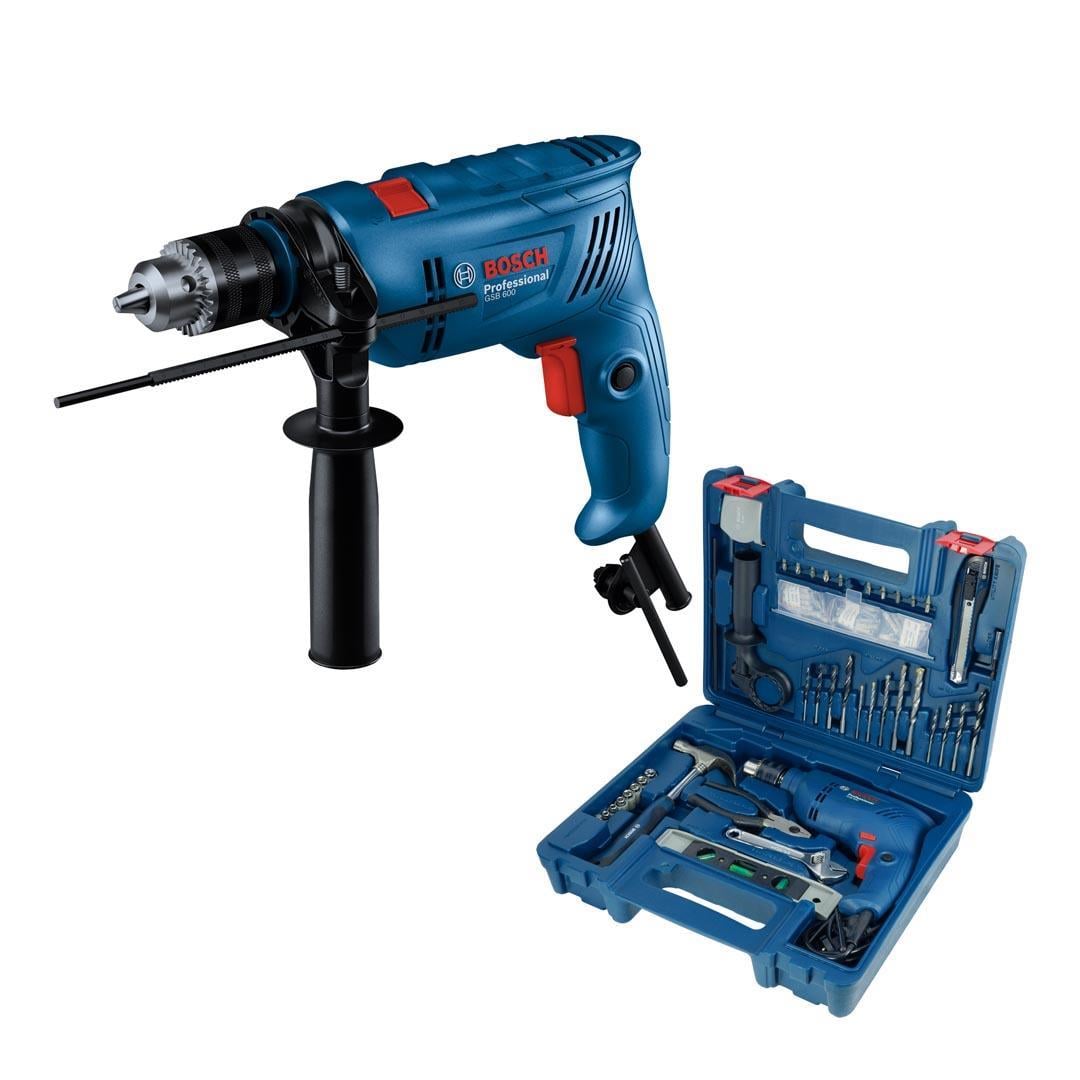 Bosch Profesyonel GSB 600 Darbeli Matkap 600 Watt Aksesuar ve El Aletleri Setli Plastik Taşıma Çantalı