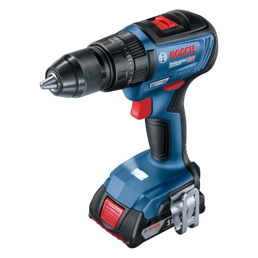 Bosch Professional GSB 18V-50 Akülü Darbeli Vidalama Makinesi (2x2.0Ah L-Case) - 06019H5100