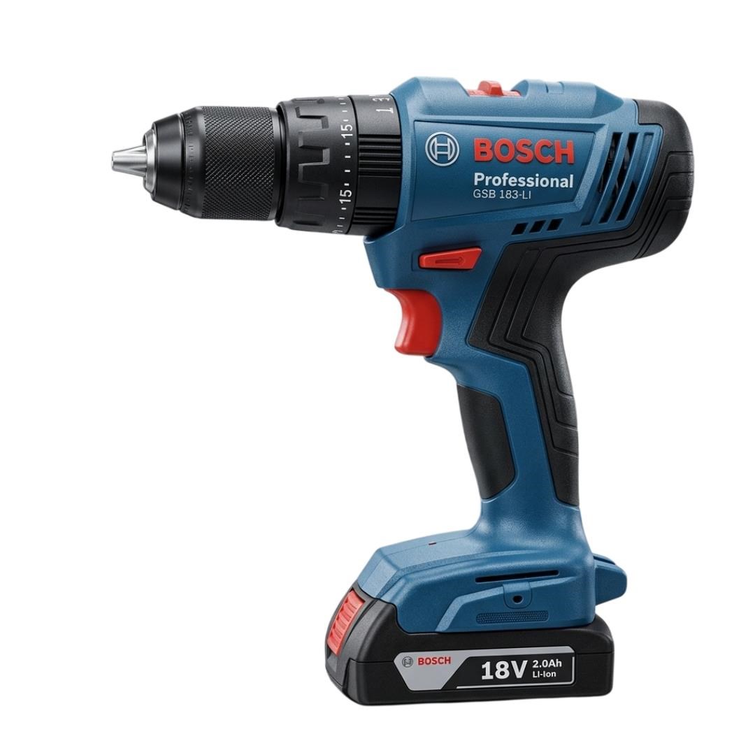 Bosch Professional GSB 183-LI 18V 2.0Ah Tek Akülü Darbeli Vidalama Makinesi Takım Çantası ve 41 Parça Aksesuar Seti - 06019K91K3