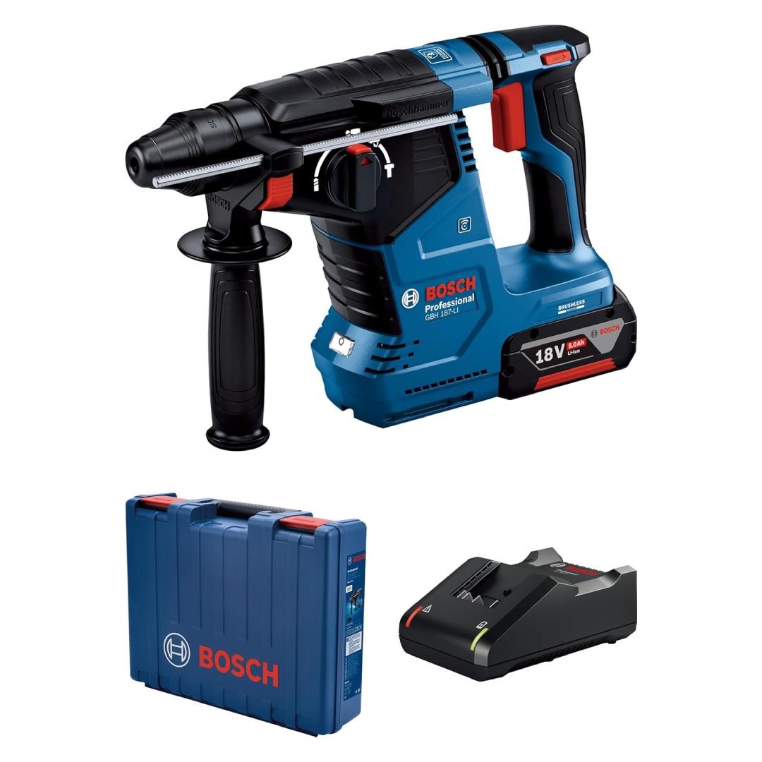 Bosch Profesyonel GBH 187-LI 18V 5.0Ah Tek Akülü Kırıcı Delici Matkap - 0611923022