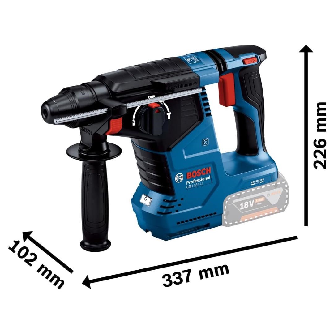 Bosch Profesyonel GBH 187-LI 18V 5.0Ah Tek Akülü Kırıcı Delici Matkap - 0611923022