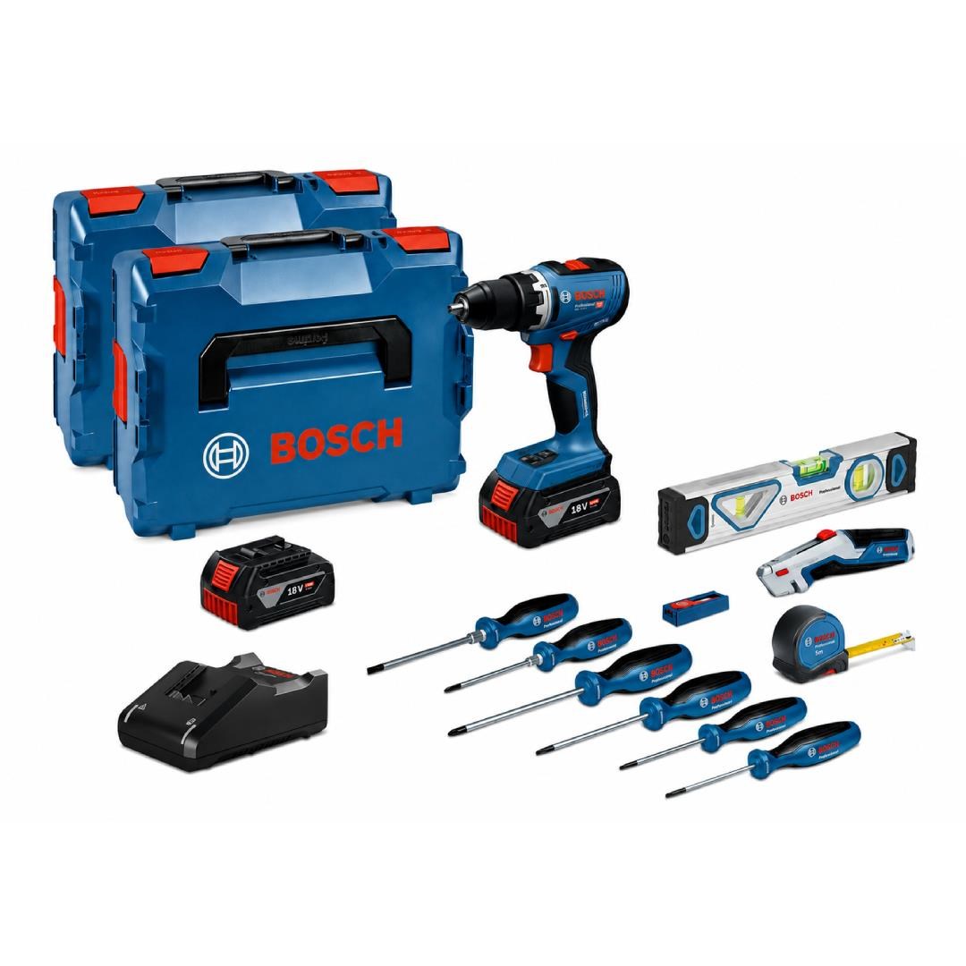 Bosch Professional GSR 18V-65 18V 5.0Ah Çift Akülü Delme Vidalama Makinesi ve El Aletleri Seti 10 Parça - 20615A5007K