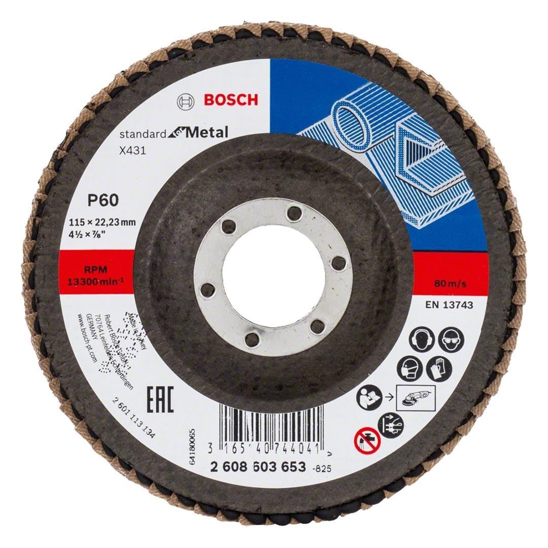 Bosch Standart For Metal X431 ALOX Flap Zımpara Diski 115 mm 60 Kum - 2608603653