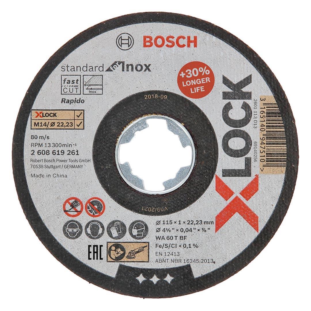 Bosch X-LOCK 115x1.0 mm Standard Seri Düz Inox (Paslanmaz Çelik) Kesme Diski (Taş) - Rapido - 2608619261
