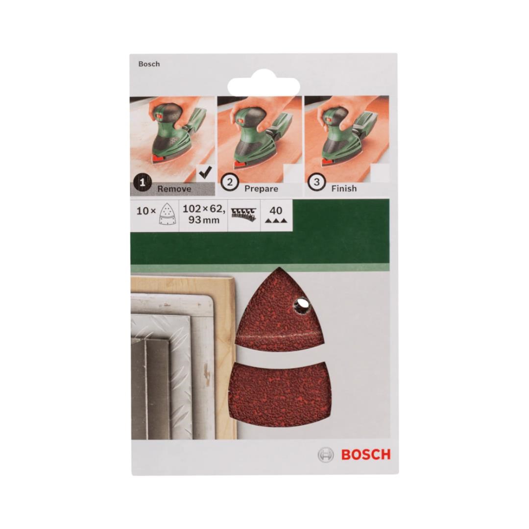 Bosch DIY 102x62/93 PSM Multi 11 Delikli Üçgen Zımpara Kağıdı Seti 80 Kum 10 Parça - 2609256A63