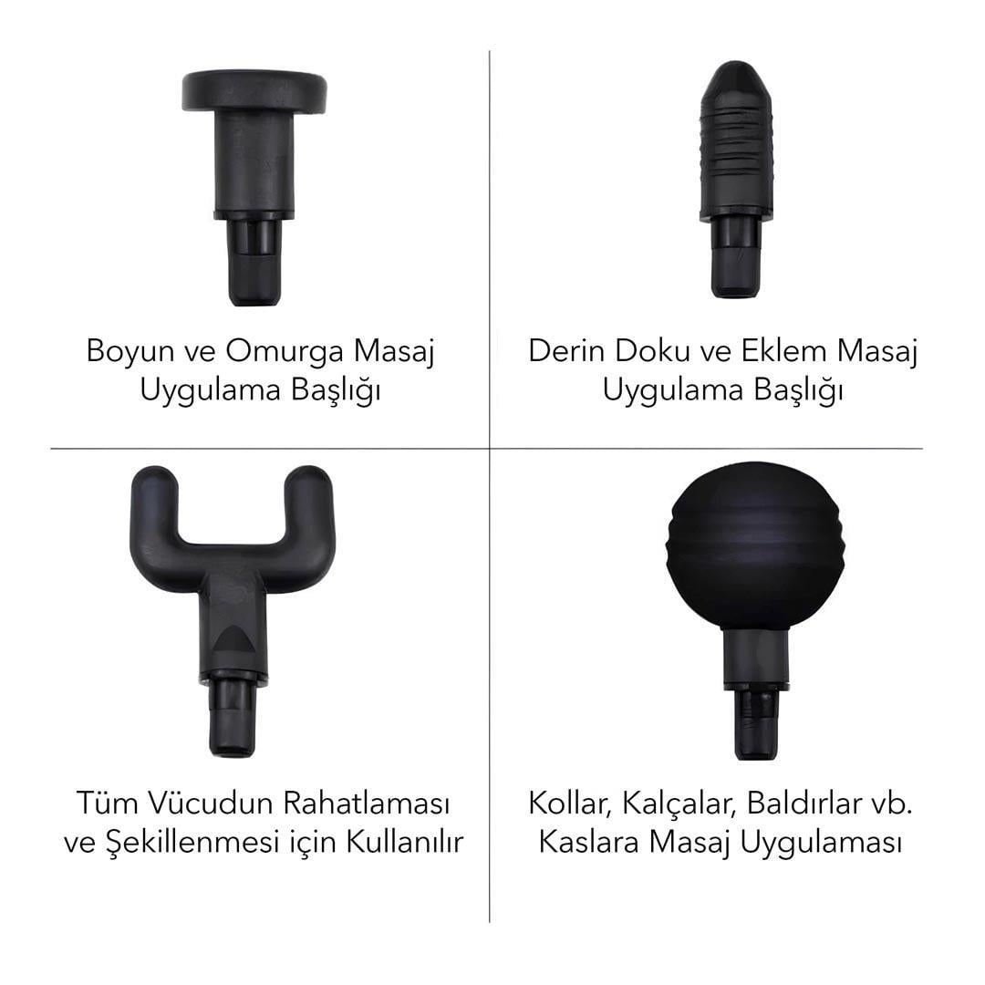 Avec AV-1002 Uzun Kollu Şarjlı Masaj Aleti 4 Başlıklı