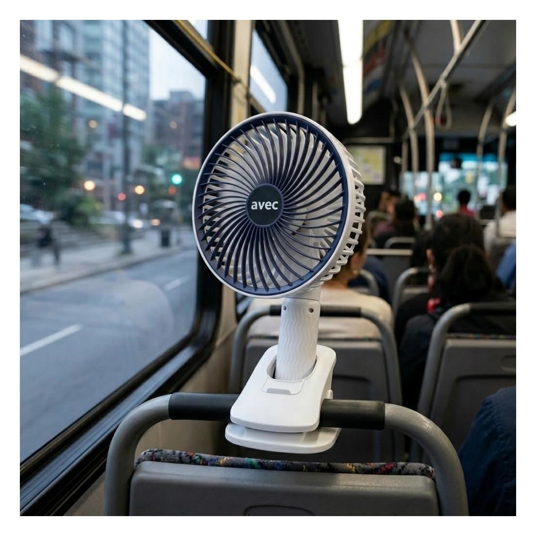 Avec AV-F131 4ü 1 Arada USB Şarjlı Çok Fonksiyonlu Klipsli Döner Başlıklı Fan Vantilatör