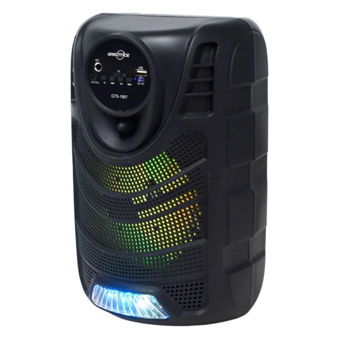 Greatnice GTS-1957 Taşınabilir RGB Ledli ve Karaoke Kablolu Mikrofonlu Bluetooth Hoparlör FM/SD/BT/USB/TF