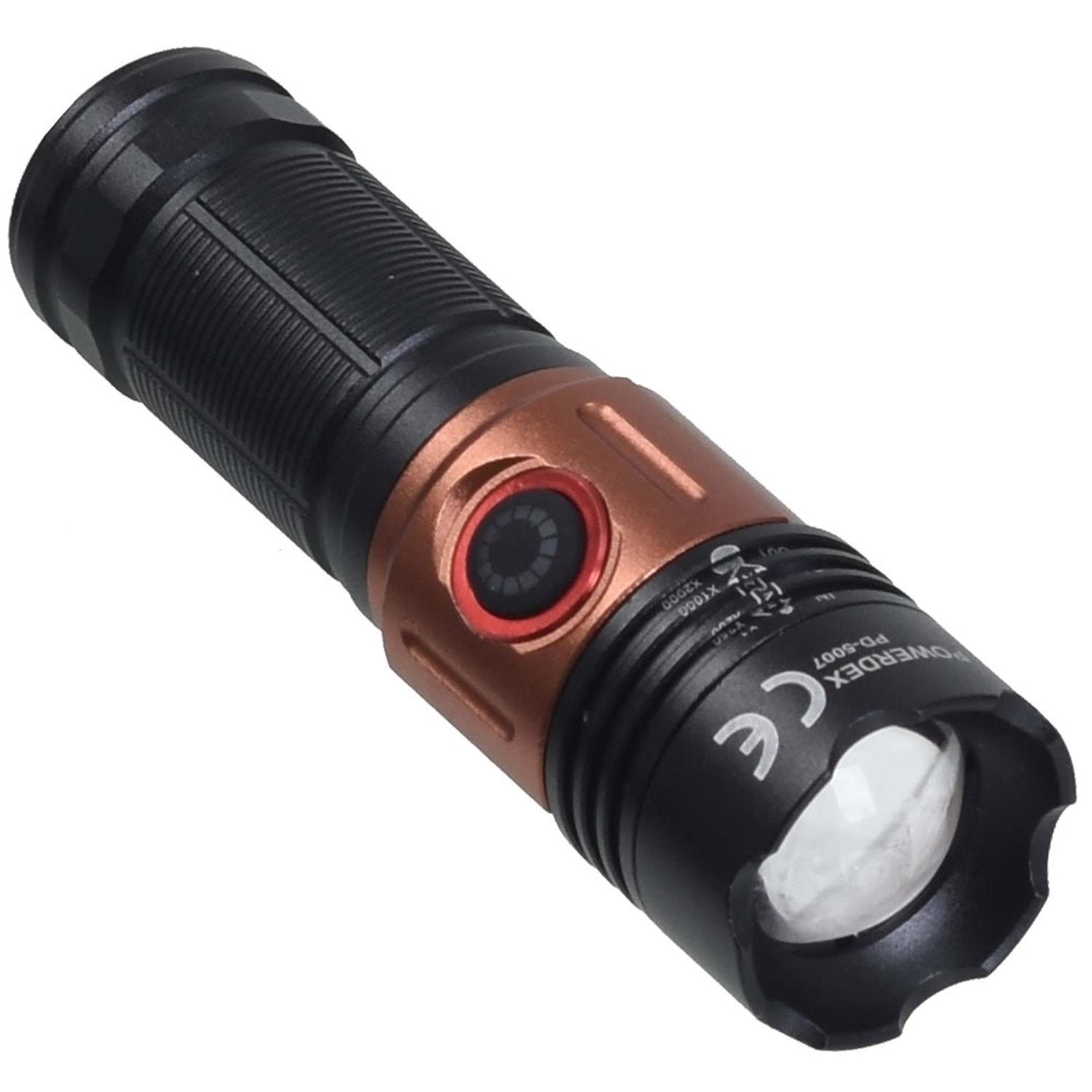 Powerdex PD-5007 Profesyonel Zoomlu Şarjlı El Feneri 20 Watt