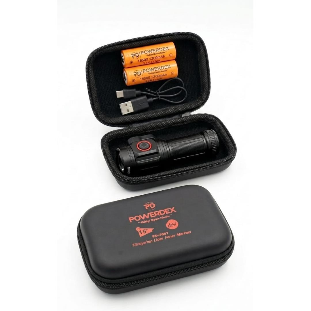 Powerdex PD-7007 LED Şarjlı Mıknatıslı Mini El Feneri 15 Watt