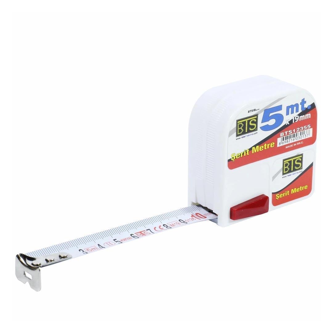 BTS 12355 Plastik Stoplu Şerit Metre 5 mt. (5 m x 19 mm)