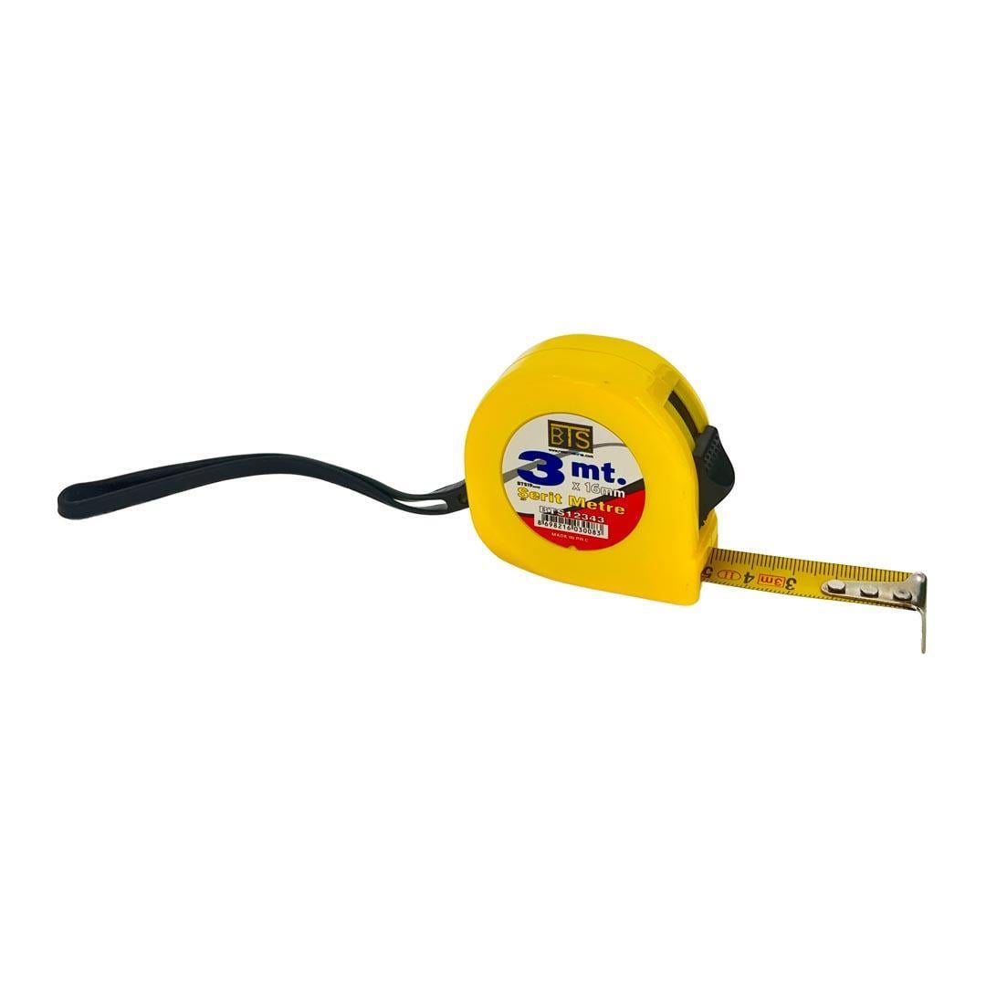 BTS 12343 Plastik Stoplu Şerit Metre 3 mt. (3 mt. x 16 mm)