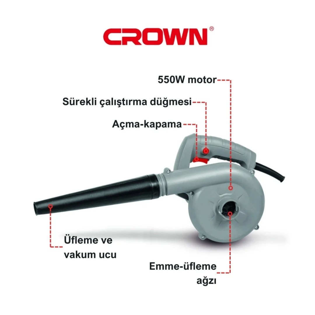 Crown CT17013 Hava Üfleme ve Vakum Makinesi 550 Watt