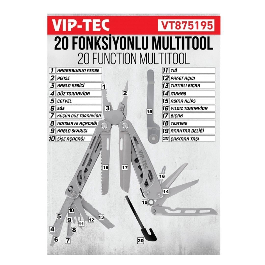 Vip-Tec VT875195 20 Parça Multifonksiyonel Çok Amaçlı Pense Çakı - Multitool