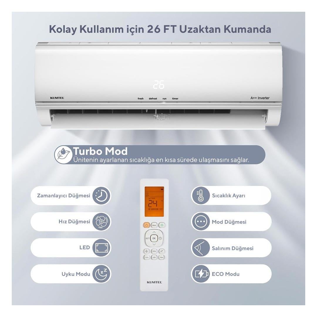 Kumtel Matsu KMSAC-18 A++ 18.000 BTU Inverter Duvar Tipi Split Klima