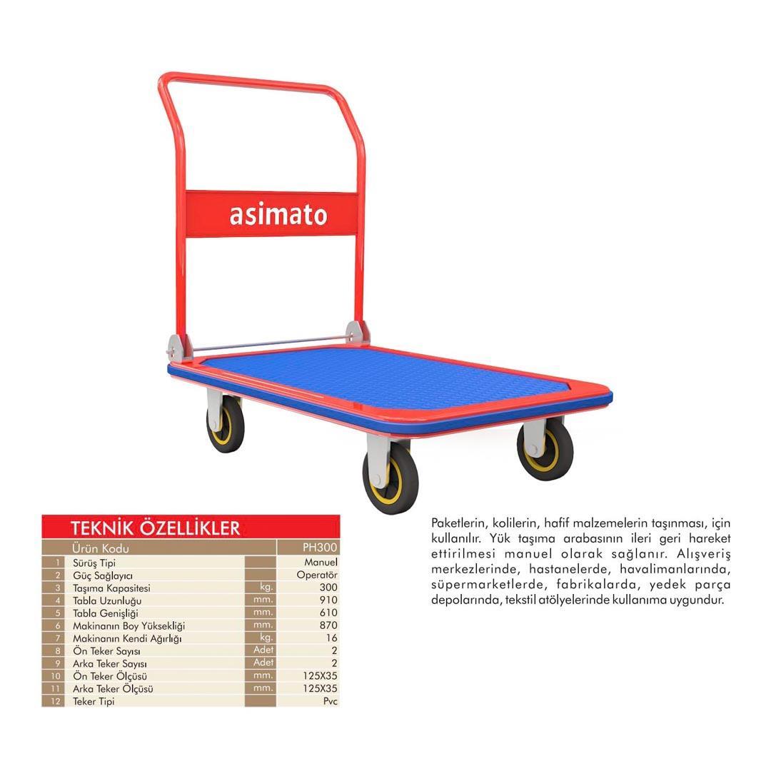 Asimato PH300 Katlanabilir Manuel Paket Taşıma Arabası 300 kg