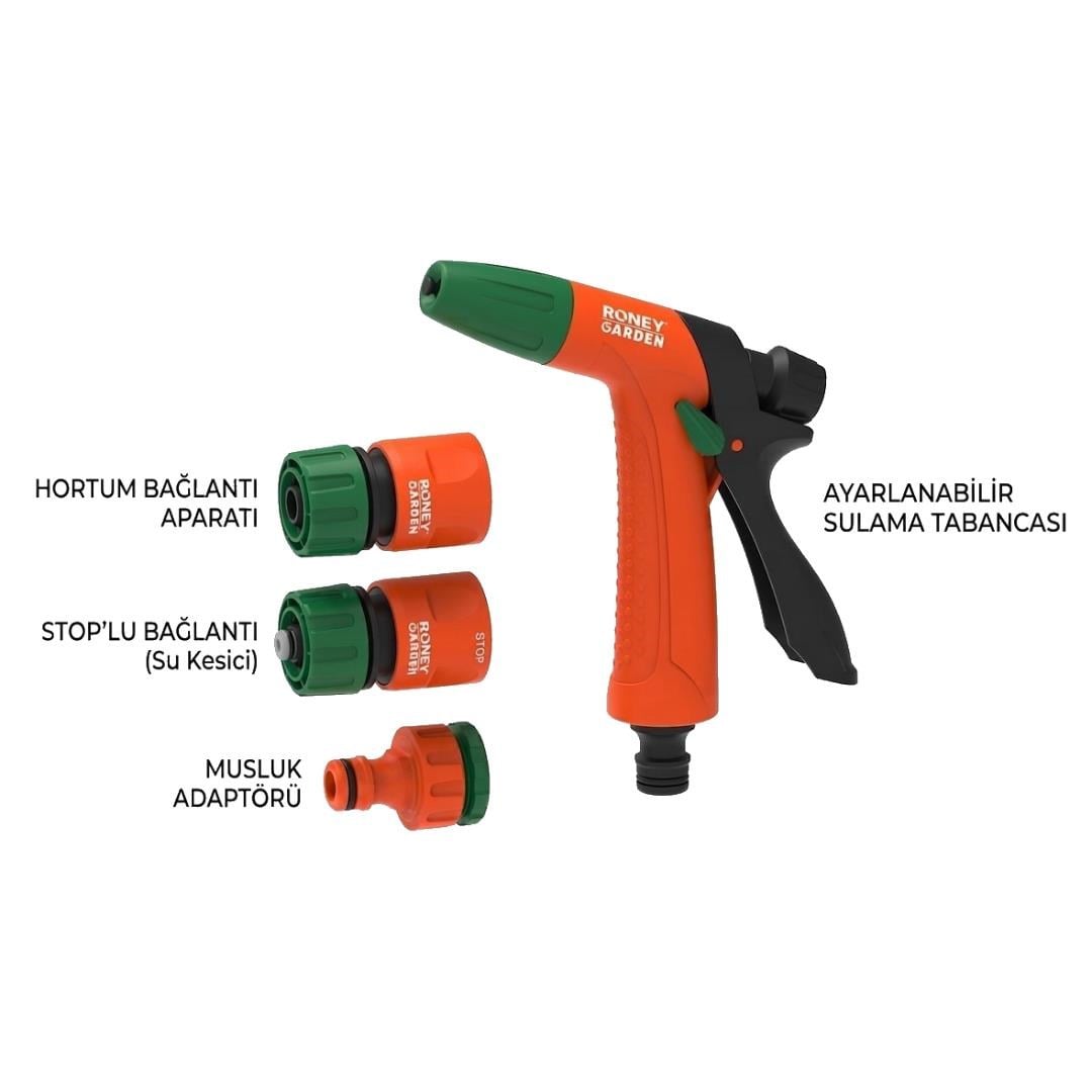 Roney Garden RG1021S Ayarlanabilir Sulama Tabancası Seti