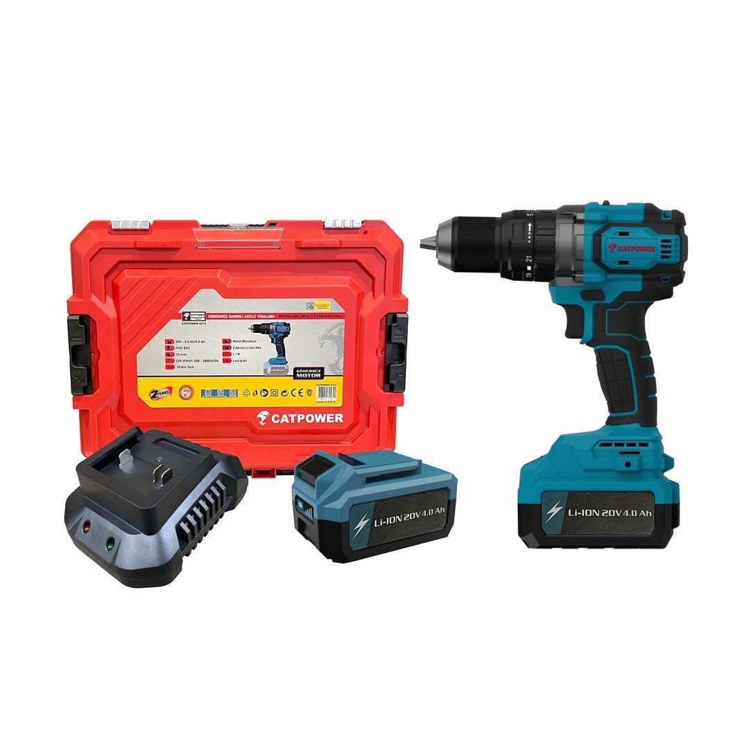 Catpower 4212 20V 2x4.0Ah Çift Akülü Kömürsüz Darbeli Matkap ve Vidalama