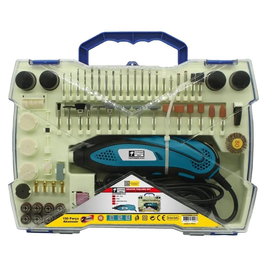 Catpower 8103 Gravür Taşlama Seti 190 Parça 135 Watt