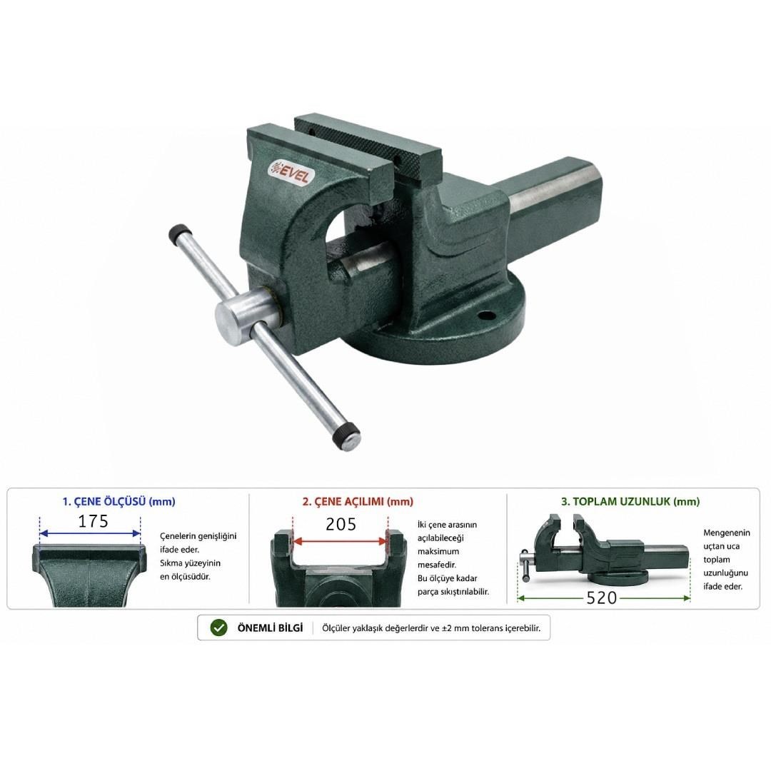 Evel Tesviyeci Tezgah Mengene 175 mm