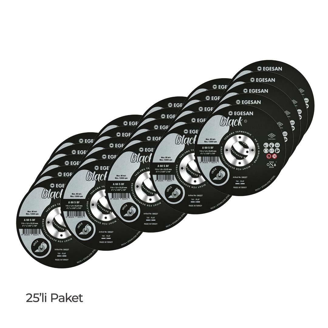 Egesan Black 115x1.0x22.23 INOX Paslanmaz Çelik İnce Kesme Diski 590227 (A 60 S BF) - 25li Paket