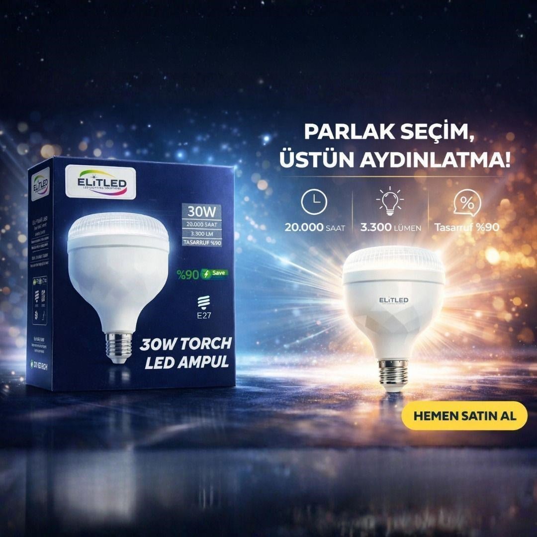 Elitled 30W E27 Torch Led Ampul - Beyaz Işık