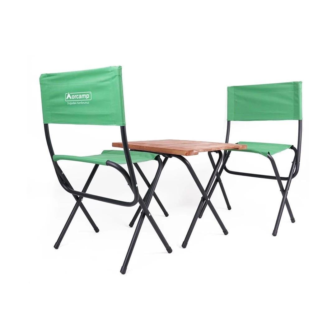Orcamp OUT-2080 Ahşap Kamp Tabureli Masa Seti