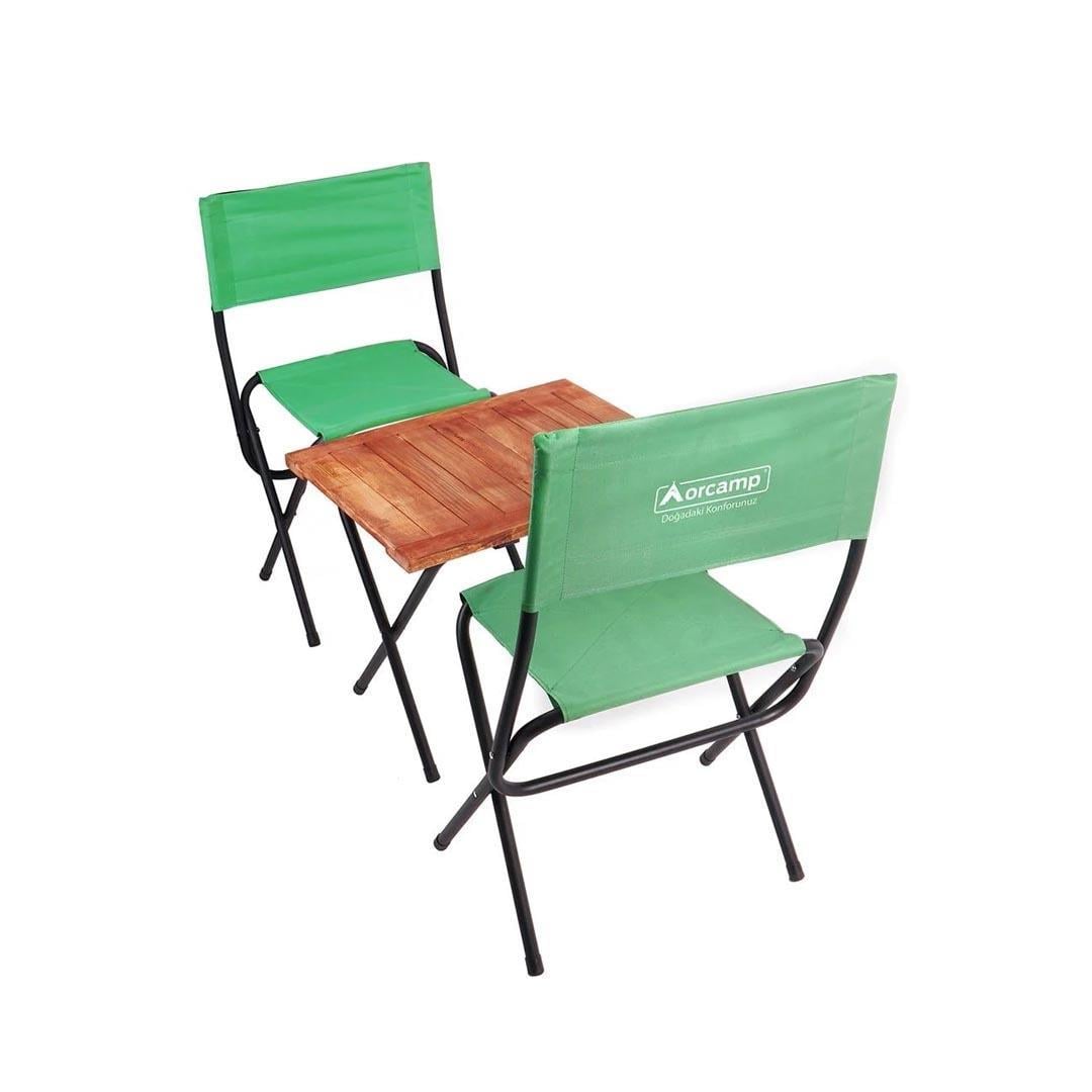 Orcamp OUT-2080 Ahşap Kamp Tabureli Masa Seti