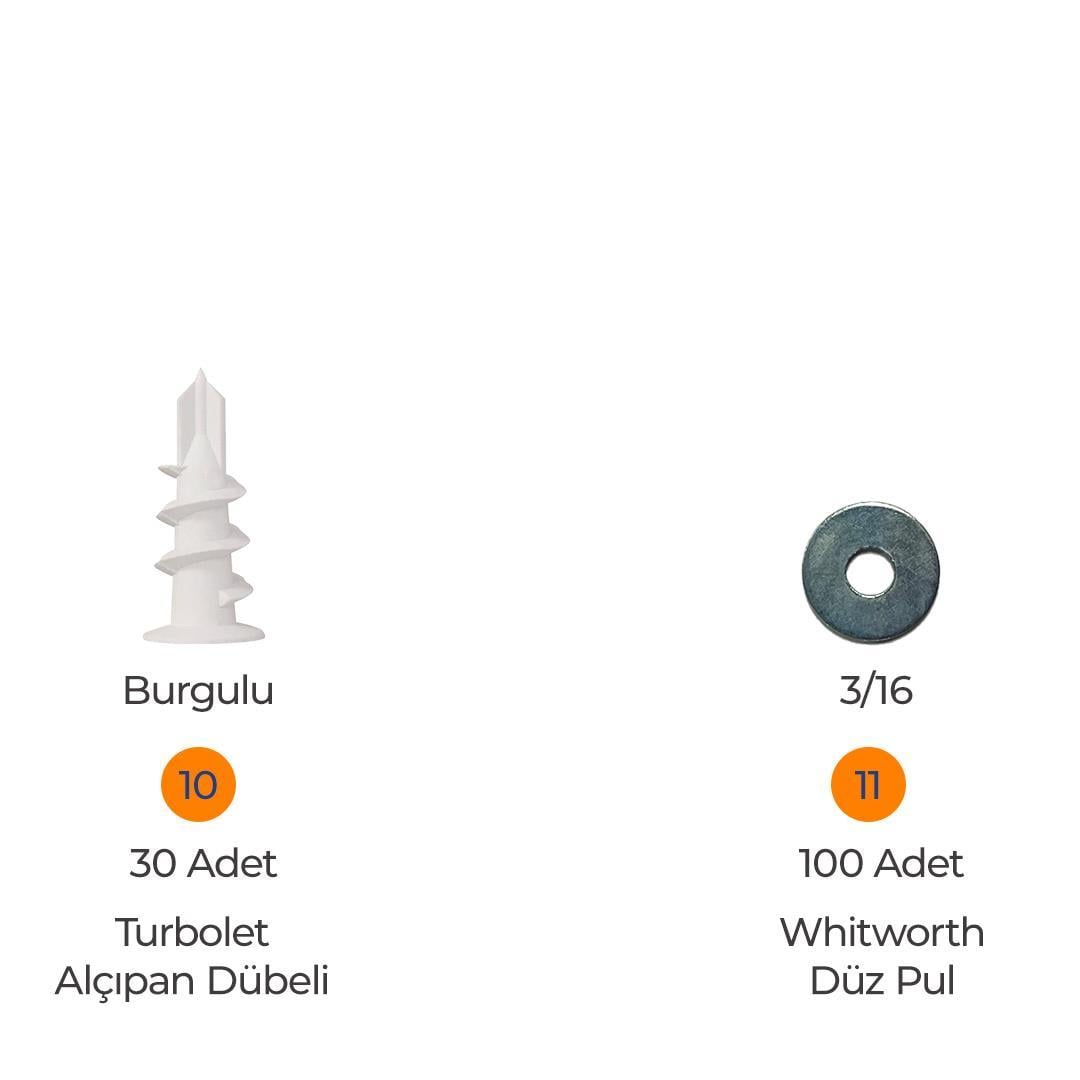 Toko Hobi-1 891 Parça 12 Çeşit, Pul, Vida ve Dübel Seti, Organizer Takım Çantalı