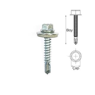 6.3x38 DIN 7504K Altıköşe Pul Başlı Matkap Uçlu Çatı Trapez Vidası