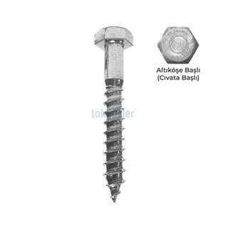 6x90 DIN 571 6.8 Kalite AKB (Altı Köşe Başlı) Demir Trifon Vida Beyaz