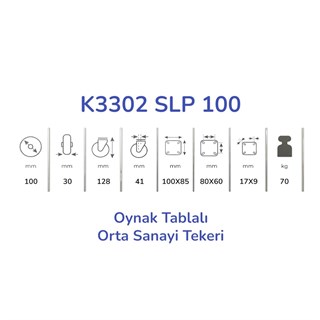 Kama K3302 SLP 100 Oynak Tablalı Orta Sanayi Tekeri 100 mm Çaplı