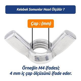 M10 DIN 315 A2 Paslanmaz Inox Kelebek Somun