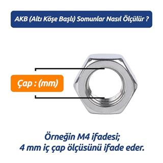 M8 DIN 934 A2 Paslanmaz Inox AKB (Altıköşe Başlı) Somun