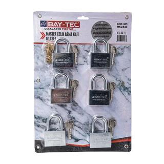 Bay-Tec MK2443 Master Çelik Asma Kilit 55 mm 6Lı Set