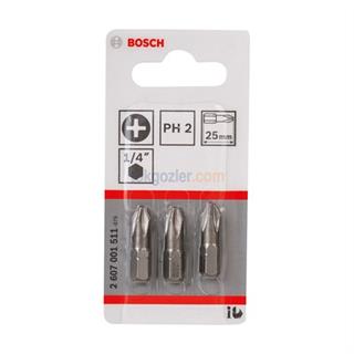 Bosch ExtraHard Ekstra Sert Vidalama Ucu PH2x25 mm 3lü Paket