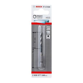 Bosch Impact Control HSS Altıgen Şaftlı Spiral Metal Matkap Ucu 3.0x72 mm