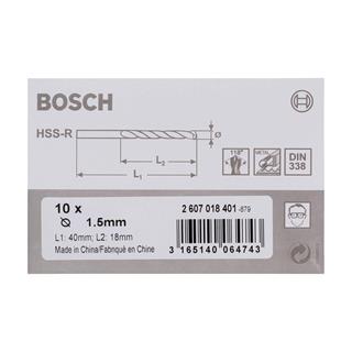 Bosch Metal Matkap Ucu HSS-R 1.5x40 mm 10lu Paket