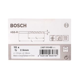 Bosch Metal Matkap Ucu HSS-R 2.5x57 mm 10lu Paket