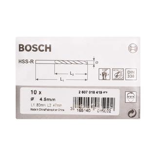 Bosch Metal Matkap Ucu HSS-R 4.5x80 mm 10lu Paket