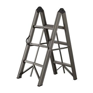 Elbe 3+3 Basamaklı Çift Çıkışlı Portatif Katlanabilir Alüminyum Merdiven