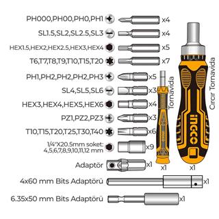 İngco HKSDB0558 55 Parça Bits Tornavida Seti