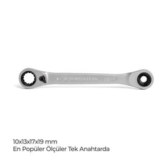 İzeltaş 0335 Çoklu Yıldız Cırcır Anahtar 10x13x17x19 mm