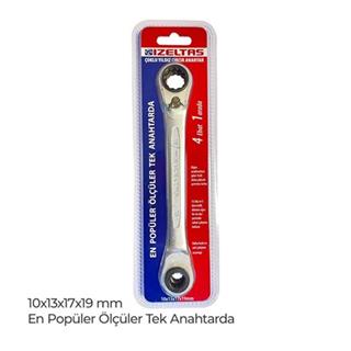 İzeltaş 0335 Çoklu Yıldız Cırcır Anahtar 10x13x17x19 mm